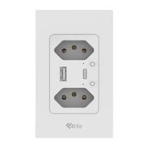 Toma de Parede Smart 4LIFE FLS2BRZ Zigbee Dual Socket USB/USB-C - White