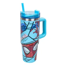 Copo Térmico Spider-Man com Canudo 800ML - Celeste