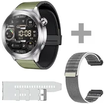 Smartwatch G-Tide R80 Pro com Bluetooth - Prata/Verde + 2 Pulseiras