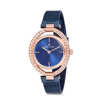 Relogio Analogico Feminino Daniel Klein Premium DK12194-5 - Azul e Rosa Ouro