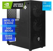 PC Gamer Sate 1301K i3/32GB/480GBSSD/RTX3060 12GB 192BIT