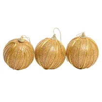 Bola de Natal Dourada com Listras 8CM 3UN