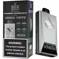 Vaper Descartável Sex Addict BY Dan Bilzerian S280 Silver 5% Nicotina 28000 Puffs - Strawberry Watermelon Ice