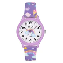 Relogio Analógico para Criança Daniel Klein DK.1.12764-3 DKLN Kids / Pulseira de Silicone - Roxo Claro