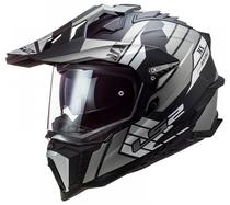 Capacete para Moto LS2 Racing Explorer Plus MX701 - Tamanho L (59-60) - Cinza/ Preto