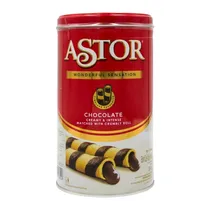 Canudinho Wafer Crocante Astor Recheio de Chocolate Lata 330G