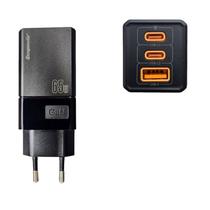 Carregador Ecopower EP7025 1USB/2USB-C 65W com Cabo - Preto