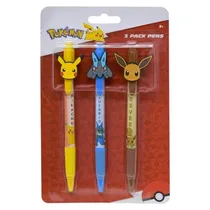 Pokemon Pokeball Pens 3PACK With Rubber Character Clip On 158453