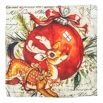 Capa de Almofada de Natal 43X43CM com Estampa Enfeite de Natal