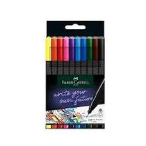 Faber Castell Marcador Grip Finepen 0.4 Caja Carton 10 Colores Negra