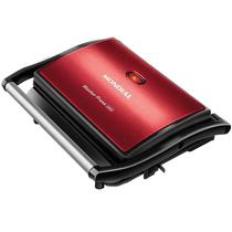 Grill 2 Em 1 Mondial Master Press Inox Red PG-01-RC 1.000 Watts Antiaderente 127V ~ 60HZ - Vermelho/Prata