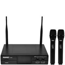 Sistema de Microfone Sem Fio Prosper P-6184 com 2 Microfones / Uhf - Preto