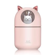 Umidificador de Ar Gatinho H2O 300ML Luz LED Colorida / USB / 5V - Rosa