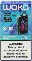 Vape Descartavel Waka Blast Ice Coconut Water + Ice Blast 36000 Puffs