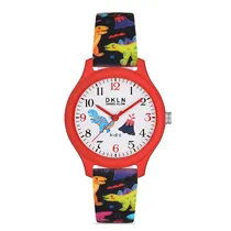Relogio Analógico para Criança Daniel Klein DK.1.12765-3 DKLN Kids / Pulseira de Silicone - Vermelho/Dinosaurio