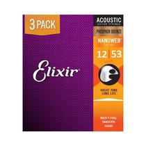 Cuerda Guitarra Elixir EX16545 Phosbronze Nanoweb de 3 Pack