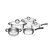 Juego de Ollas Tramontina Duo Silicone 65480/010 Plata 5 Piezas