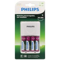 Carregador Philips SCB-2445NB/97 - AAA/AA - com 4 Pilhas AA - Bivolt - Branco