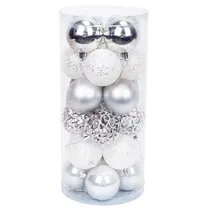 Bola Natal com 24 Pecas de 6 CM Prata