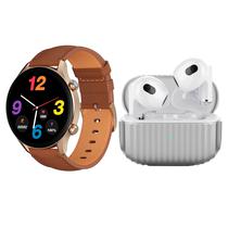 Kit Smartwatch e Fone de Ouvido G-Tide R2 Pro + H21 - Bluetooth - Gold / Silver