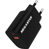 Carregador de Parede Mega Star CH500N USB-A para USB-C 18,5 W - Preto