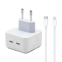 Carregador Apple Dual USB-C 35W com Cabo USB-C/Lightning de 1 Metro - Branco