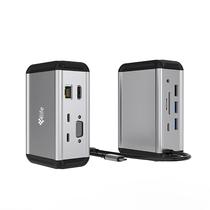 Hub Adaptador Multiporta 4LIFE FL12V USB-C / 12 Em 1 / 3.5MM Audio / USB 2.0 / USB 3.0 X2 / TF / SD / USB-C 2.0 / USB-C 3.0 / USB-C PD / VGA / HDMI / RJ45 - Cinza