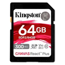 Cartão de Memória Kingston Canvas React Plus SDR2/64GB - 64GB - SD - 300MB/s