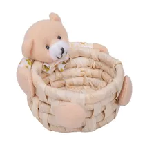 Cesta de Páscoa com Ursinho 10X9X6CM - Floral Laranja