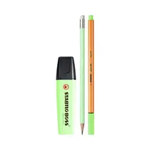 Kit Escolar Stabilo Lápiz + Rotulador + Marcador Verde Pastel 8510