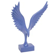 Estatua Decorativa de Pássaro Em Resina 33 CM Azul