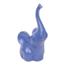 Estátua de Elefante Decorativa Resina 25 CM Azul
