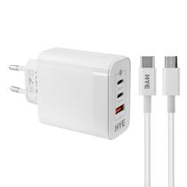 Carregador Hye HYEC79C - 65W - 2X Tipo c/USB - Cabo Tipo C - Bivolt - Branco