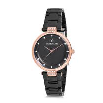 Relogio Analogico Feminino Daniel Klein Premium DK12198-6 - Preto e Rosa Ouro