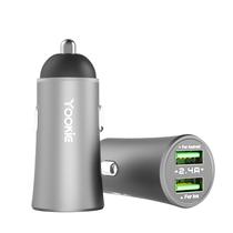 Carregador de Celular para Carro Yookie PC1 2 Saidas USB-A com Cabo USB-C - Silver