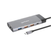 Hub USB-C Manhattan 3.2 10IN1 8K/10GBPS/RJ45 Gris 130714