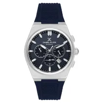 Relogio Analógico Masculino Daniel Klein DK.1.13886-3 Exclusive Gents / Pulseira de Silicone - Azul/Prata