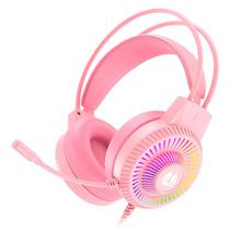 Fone de Ouvido com Fio Gaming Batxellent Deep Bass Surround H820 / RGB / Cabo de 2 Metros / Microfone / 3.5MM - Rosa