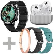 Kit Smartwatch G-Tide Romance Lady Time com Bluetooth - Preto + Fone de Ouvido Sem Fio H21