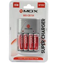 Carregador de Pilhas Mox MO-CB734 com 4 Pilhas AA 4300MAH