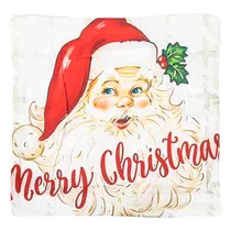 Capa de Almofada de Natal 43X43CM com Estampa Papai Noel e “Merry Christmas”