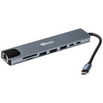 Hub USB-C 4LIFE FL8A 8 In 1 com Portas USB/USB-C/HDMI/Slot para SD e Micro SD - Cinza