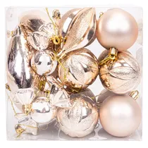 Bola Natal com 20 Pecas de 6 CM Champanhe