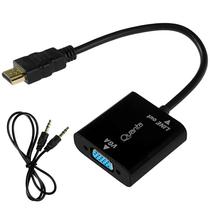 Adaptador HDMI para VGA Quanta QTHDV34 com Cabo Auxiliar - Preto