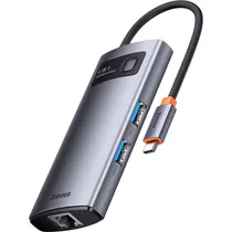 Hub USB-C 4 Em 1 Baseus WKWG070113 3 USB-A 3.0+RJ45 - Gray
