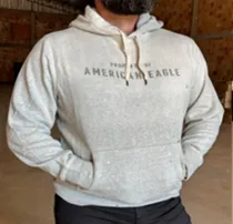 Moleton American Eagle Blanco Gris Claro