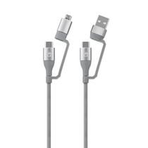 Cabo Manhattan 390606 4 Em 1 / 2 USB-C Macho / Micro USB / USB Macho Cinza - 1M