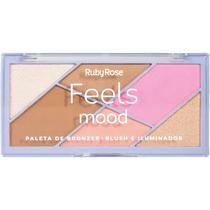 Paleta Ruby Rose de Bronzer Blush e Iluminador Feels Mood HB 7528