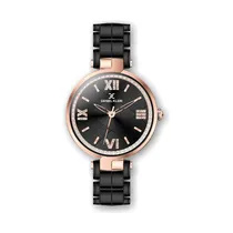 Relógio Analógico Feminino Daniel Klein Premium DK.1.12286-6 - Preto e Rosa Ouro