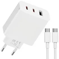 Carregador Xiaomi 67W Gan Charger 2C1A A07ZMEU 2 USB-C/USB de 67 Watts + Cabo USB-C